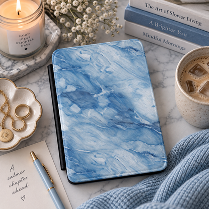 Blue marble Kindle case in vegan leather — view 5