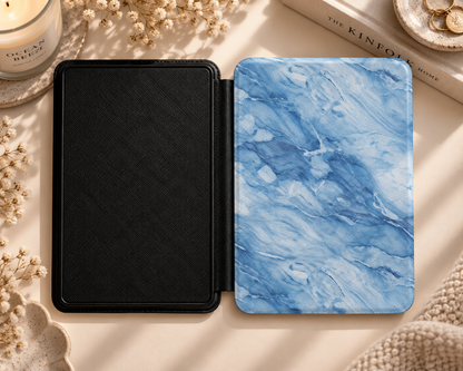 Blue marble Kindle case in vegan leather — view 4