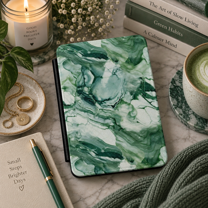 Jade marble Kindle case in vegan leather — view 6