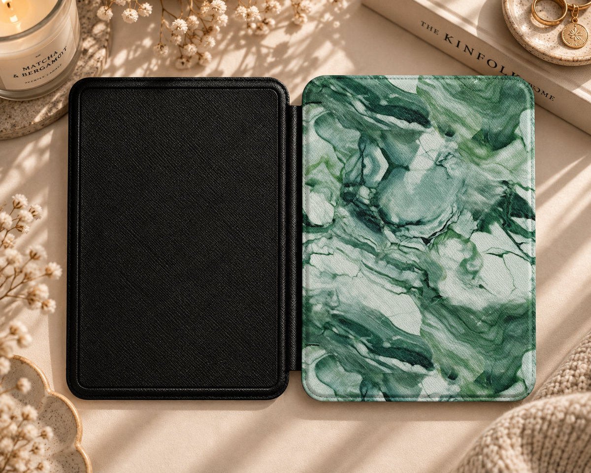 Jade marble Kindle case in vegan leather — view 4