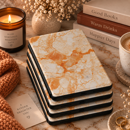 Apricot marble Kindle case in vegan leather — view 5