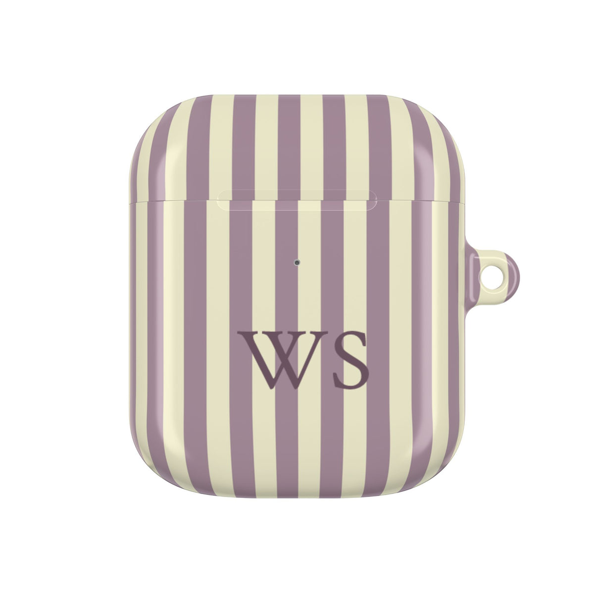 Personalized mauve stripe AirPods case for AirPods 1st & 2nd Gen