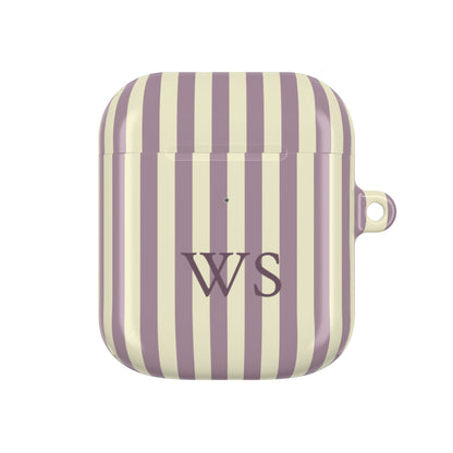 Personalized mauve stripe AirPods case for AirPods 1st & 2nd Gen