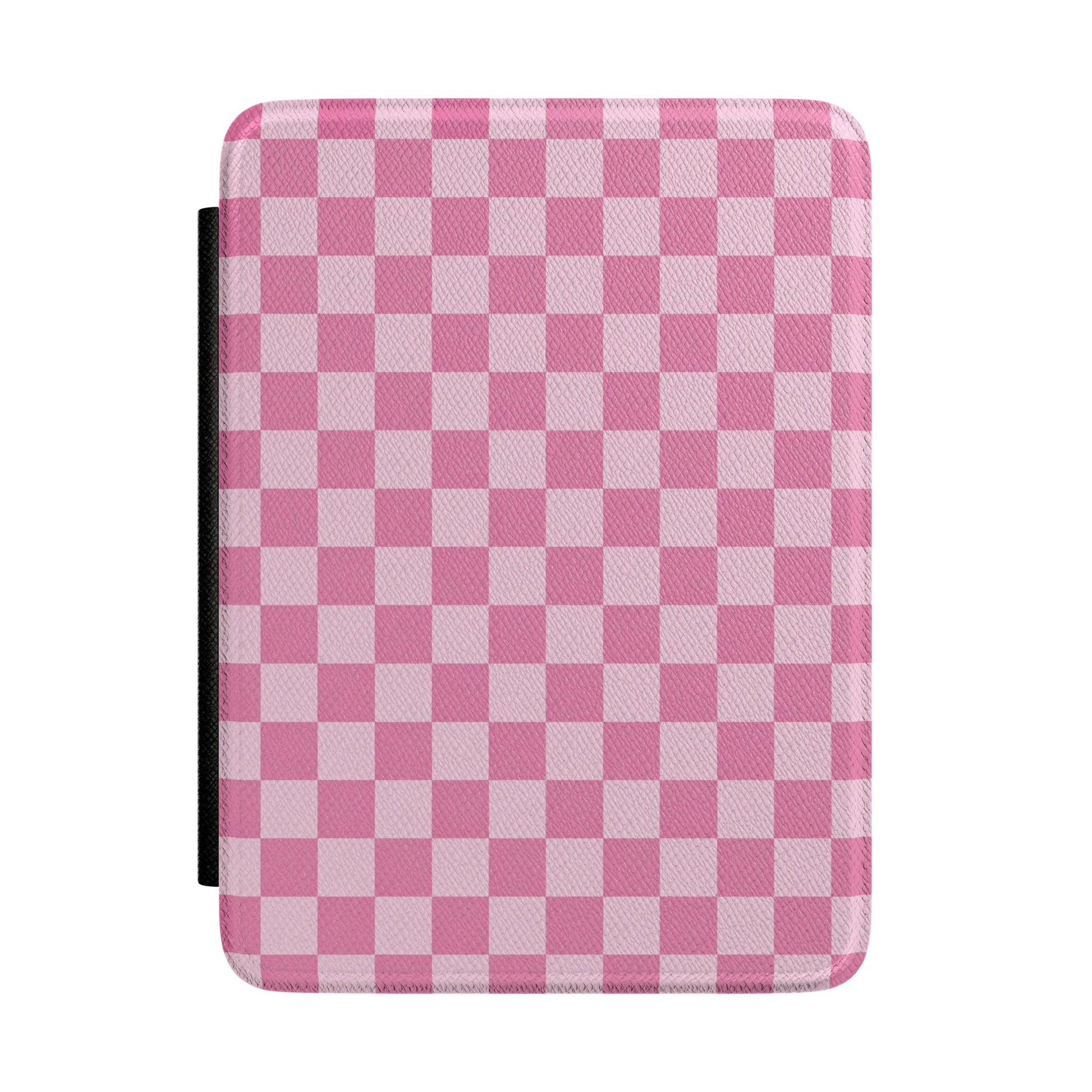 Oversized pink buffalo check Kindle case — Coquette Reader gift for her