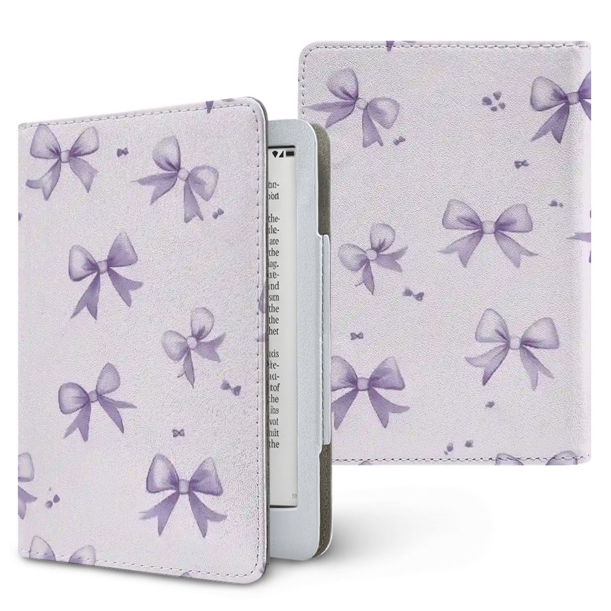 Lilac Bow Kindle case, printed front and back, fits Kindle Paperwhite 6.8 and 7 inch and Colorsoft