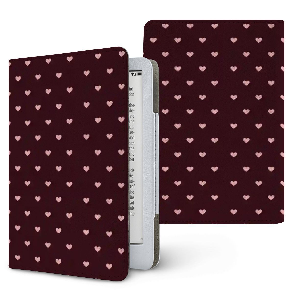 Pink Hearts Kindle case, printed front and back, fits Kindle Paperwhite 6.8 and 7 inch and Colorsoft