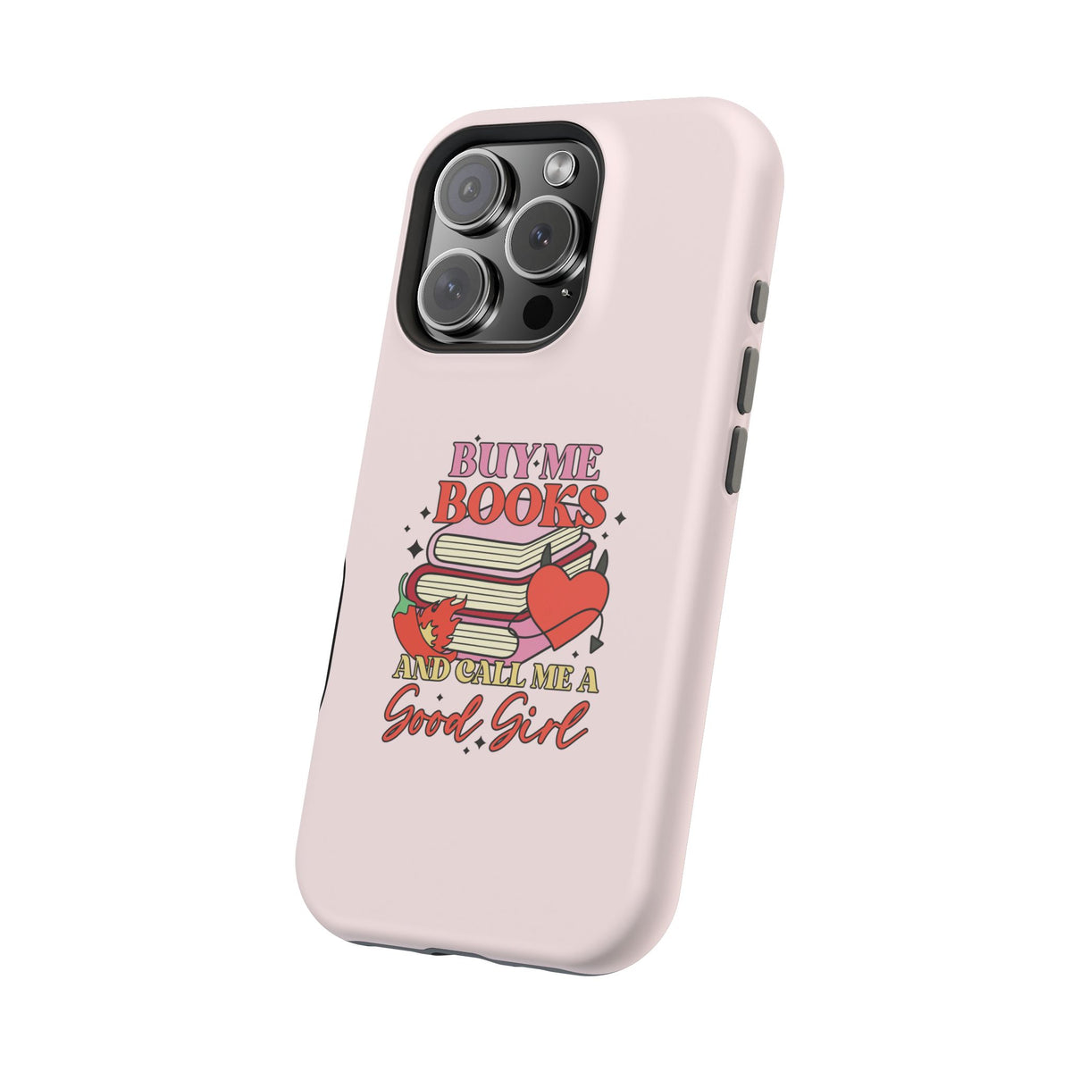 Cursive lettering detail on a book sticker phone case