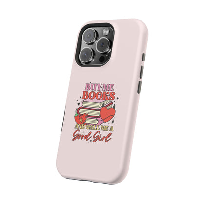 Cursive lettering detail on a book sticker phone case