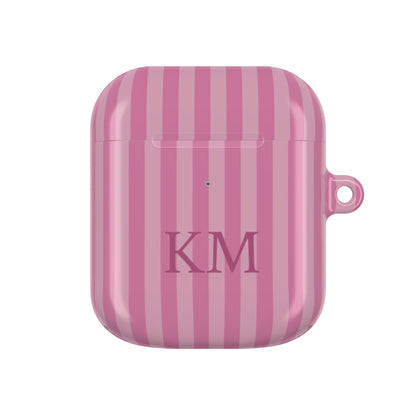 Pink Stripe monogram case for AirPods 1st & 2nd Gen — custom initials