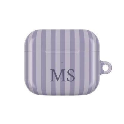 Lilac Stripe monogram AirPods case — compact case shape with initials