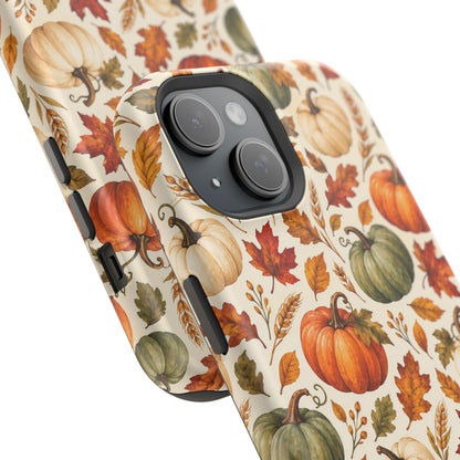 Fall leaf and wheat print MagSafe case in rust, gold and olive