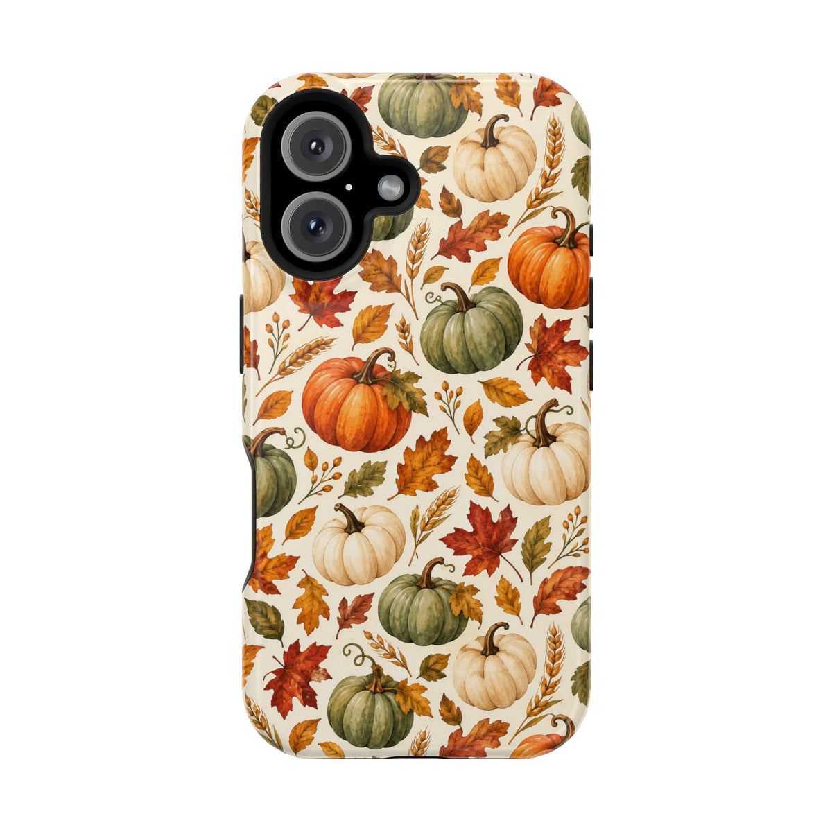 Watercolor harvest print phone case on a cream ground, Case Noir