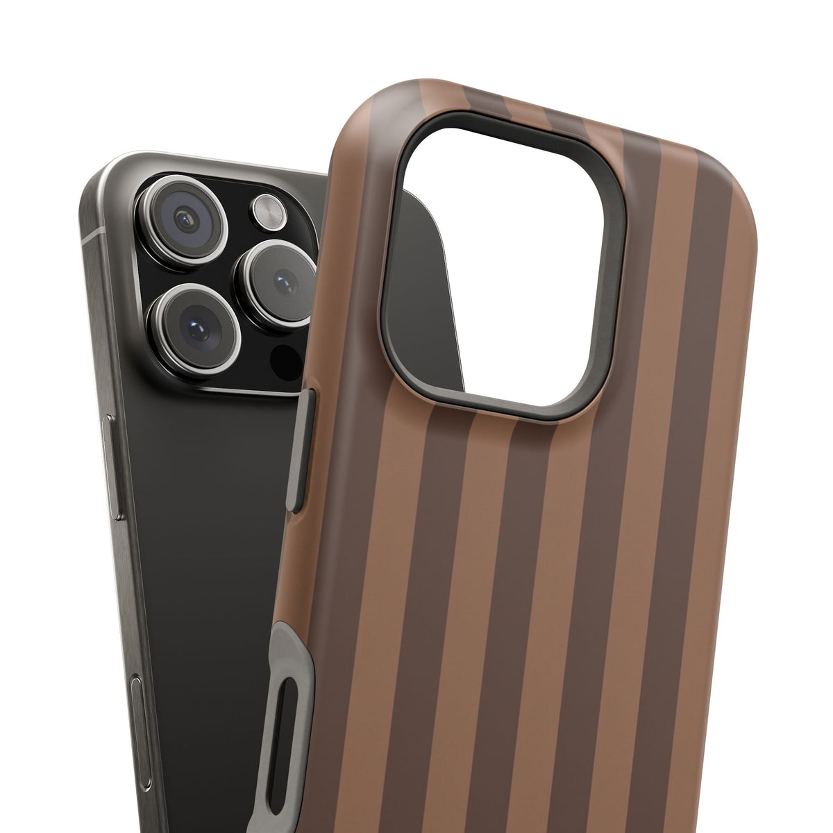 Custom monogram phone case, tailored brown stripe