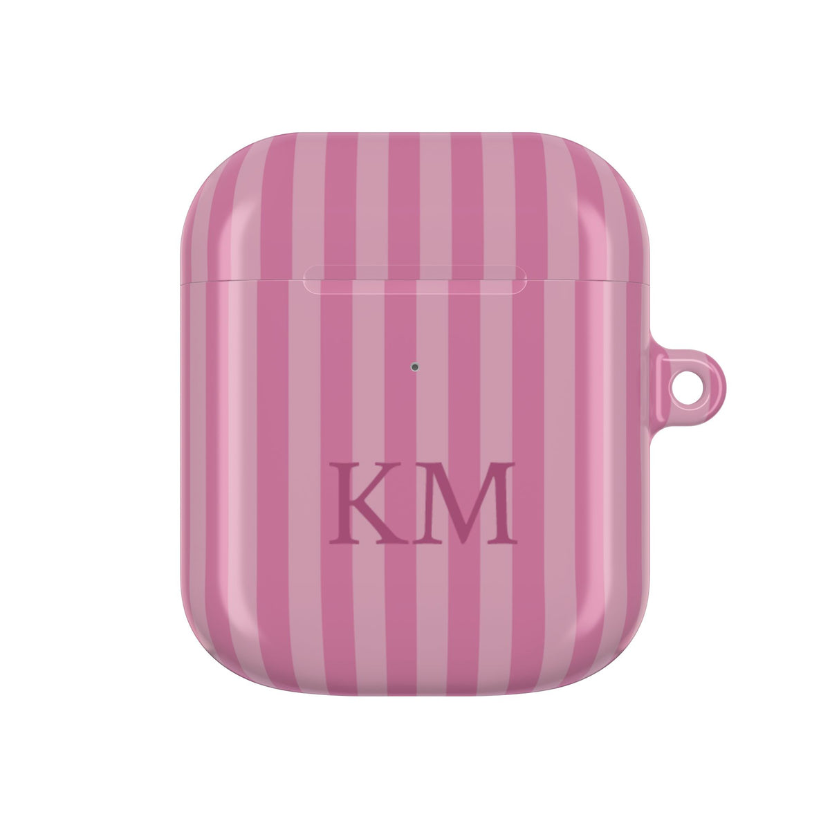 Personalized pink stripe AirPods case for AirPods 1st & 2nd Gen