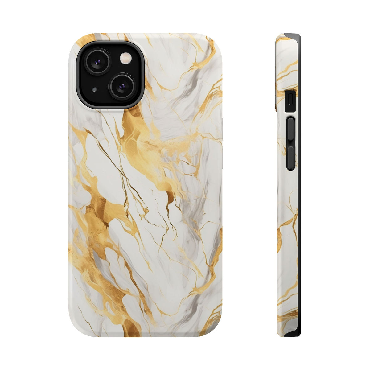 White and gold marble MagSafe iPhone case — view 5