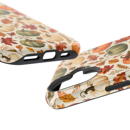 Pumpkin Patch MagSafe case with pumpkins, wheat and berries on cream