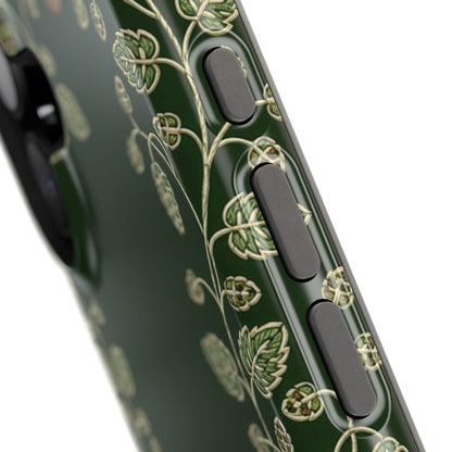 Botanical wreath iPhone case framing the camera cutout