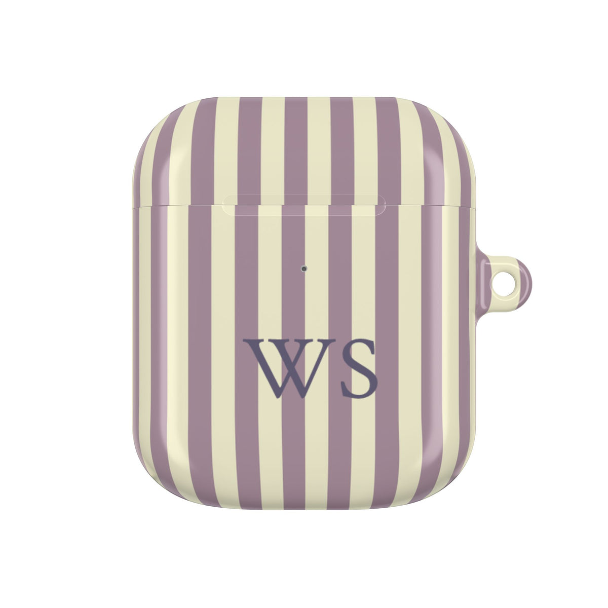 Mauve Stripe monogram case for AirPods 1st & 2nd Gen — custom initials