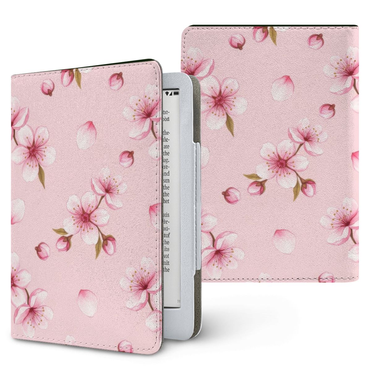 Cherry Blossom Kindle case — pink sakura, printed front and back