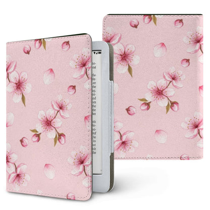 Cherry Blossom Kindle case — pink sakura, printed front and back