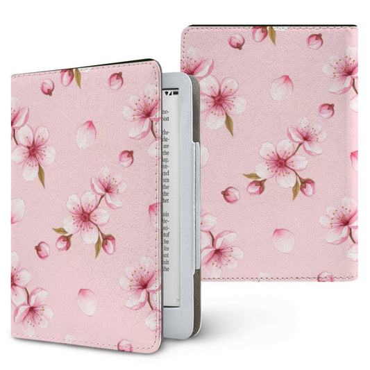 Cherry Blossom Kindle case — pink sakura, printed front and back