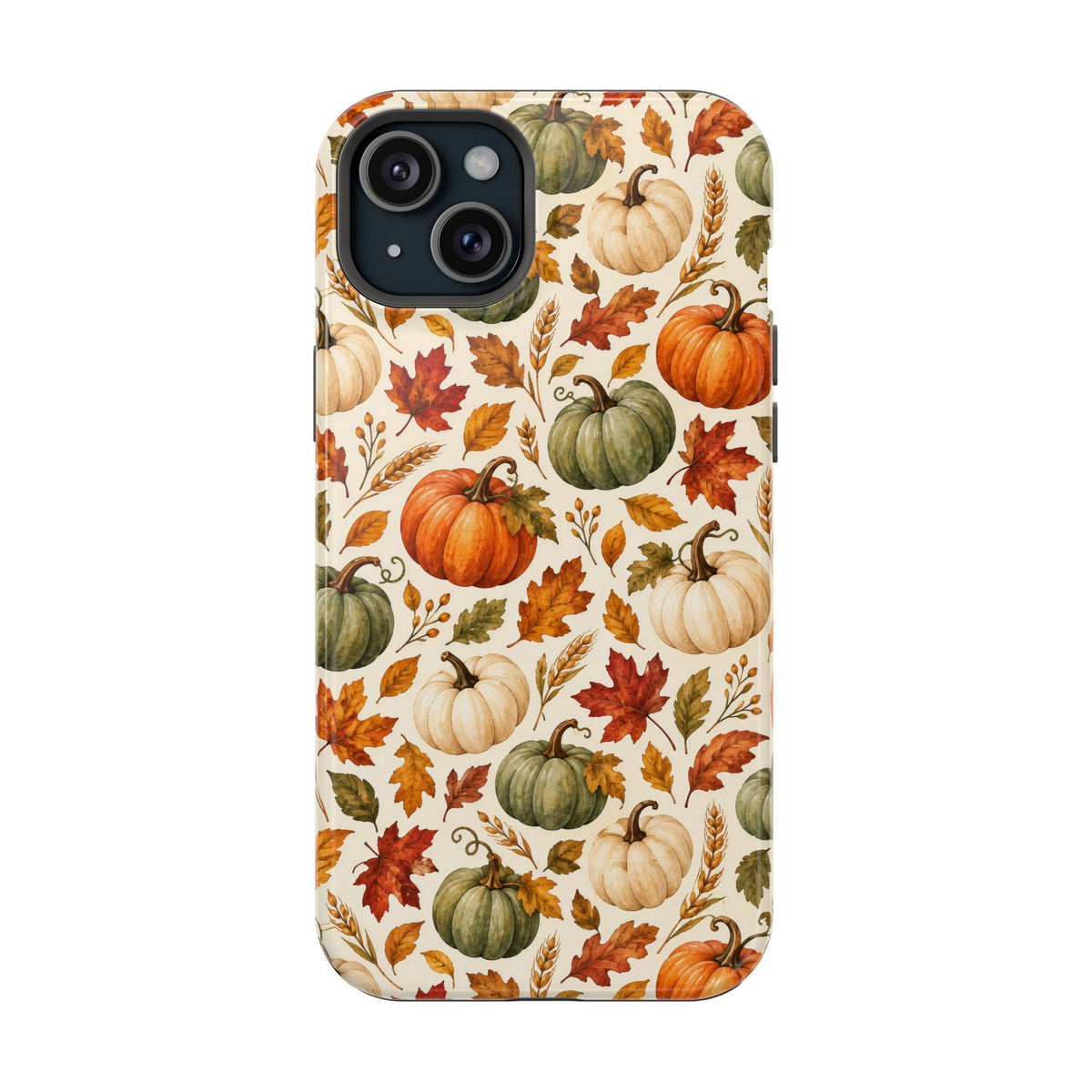 Ivory and orange pumpkin detail on a Case Noir phone case
