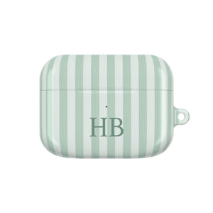 Sage Stripe Monogram AirPods Case