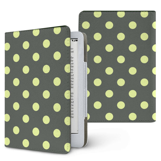 Slate & Lemon Polka Dot Kindle case — gray dot, printed front and back