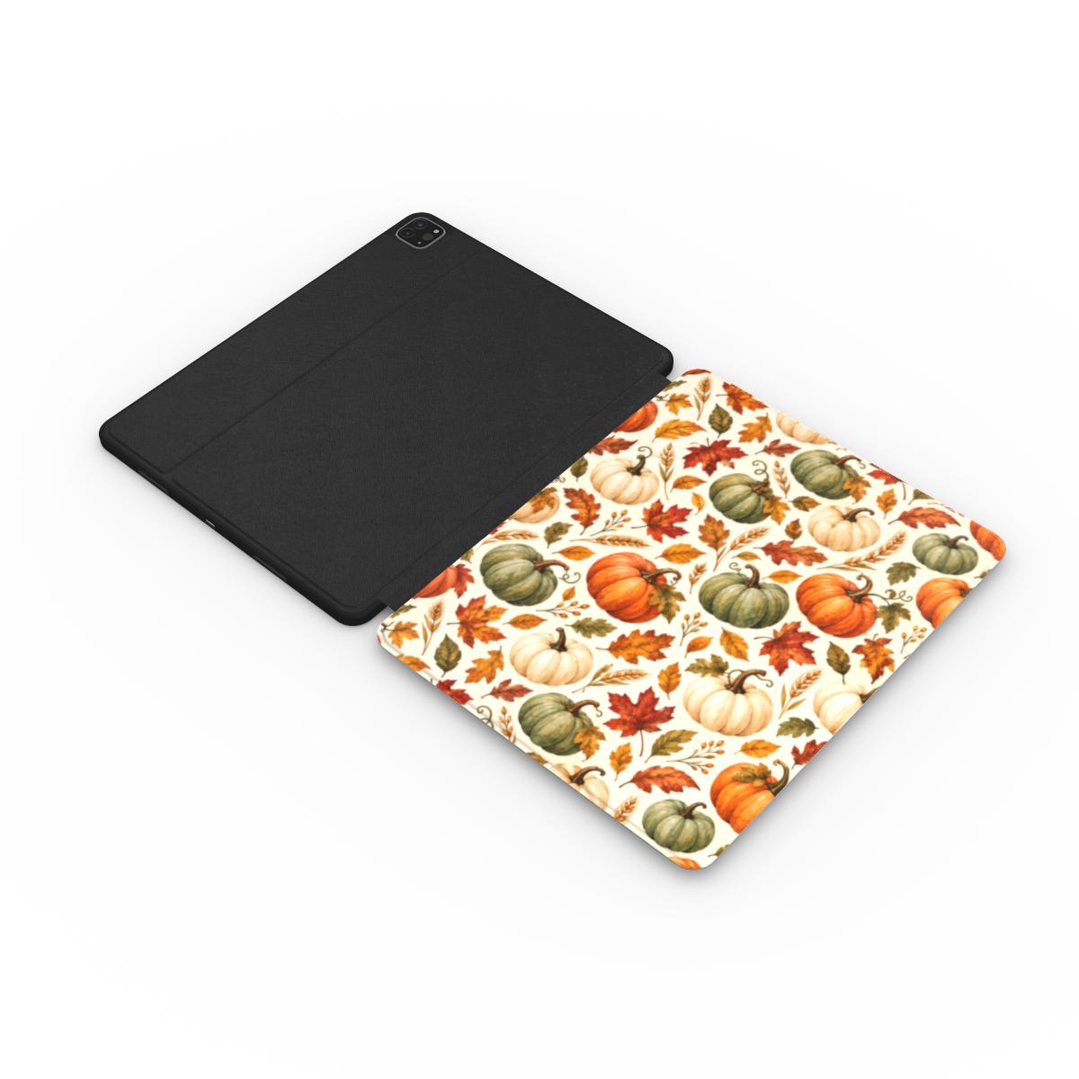 Pumpkin Patch iPad case showing the Apple Pencil slot and vegan leather edge