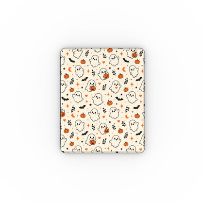 Cute ghost iPad case in cream vegan leather — view 2