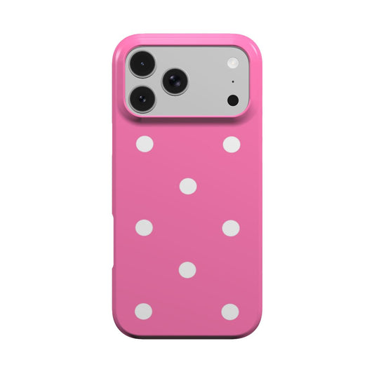 Candy Pink Polka Dot phone case – MagSafe iPhone case, front view