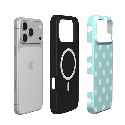Aqua Polka Dot phone case – MagSafe iPhone case, second detail view