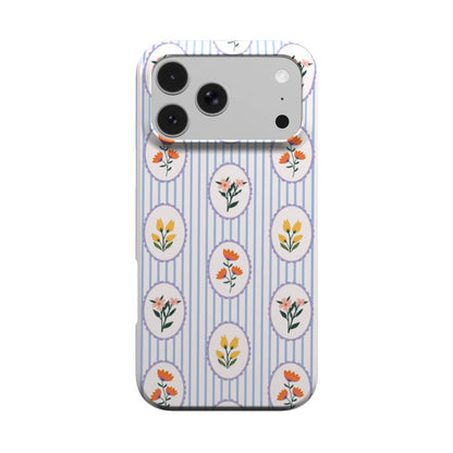 Blue Stripe Floral phone case – MagSafe iPhone case, front view