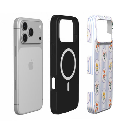 Blue Stripe Floral phone case – MagSafe iPhone case, second detail view