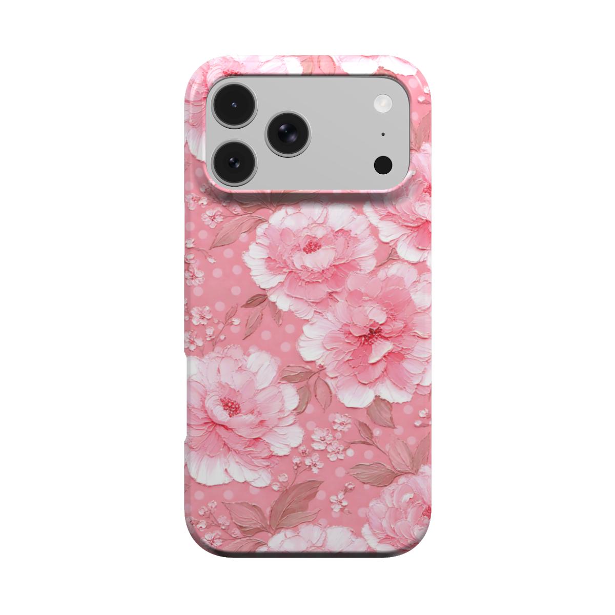 Pink Peony Polka Dot phone case – MagSafe iPhone case, front view
