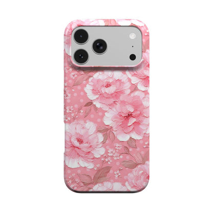 Pink Peony Polka Dot phone case – MagSafe iPhone case, front view