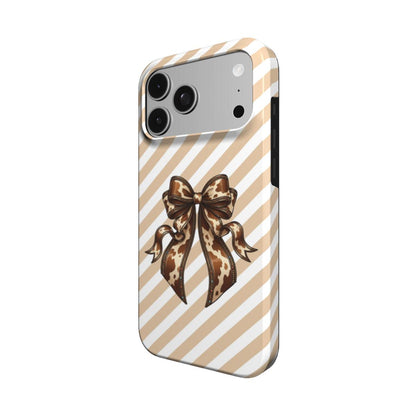 Cowhide Bow phone case – MagSafe iPhone case, detail view