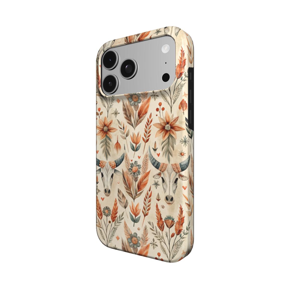 Desert Longhorn phone case – MagSafe iPhone case, detail view