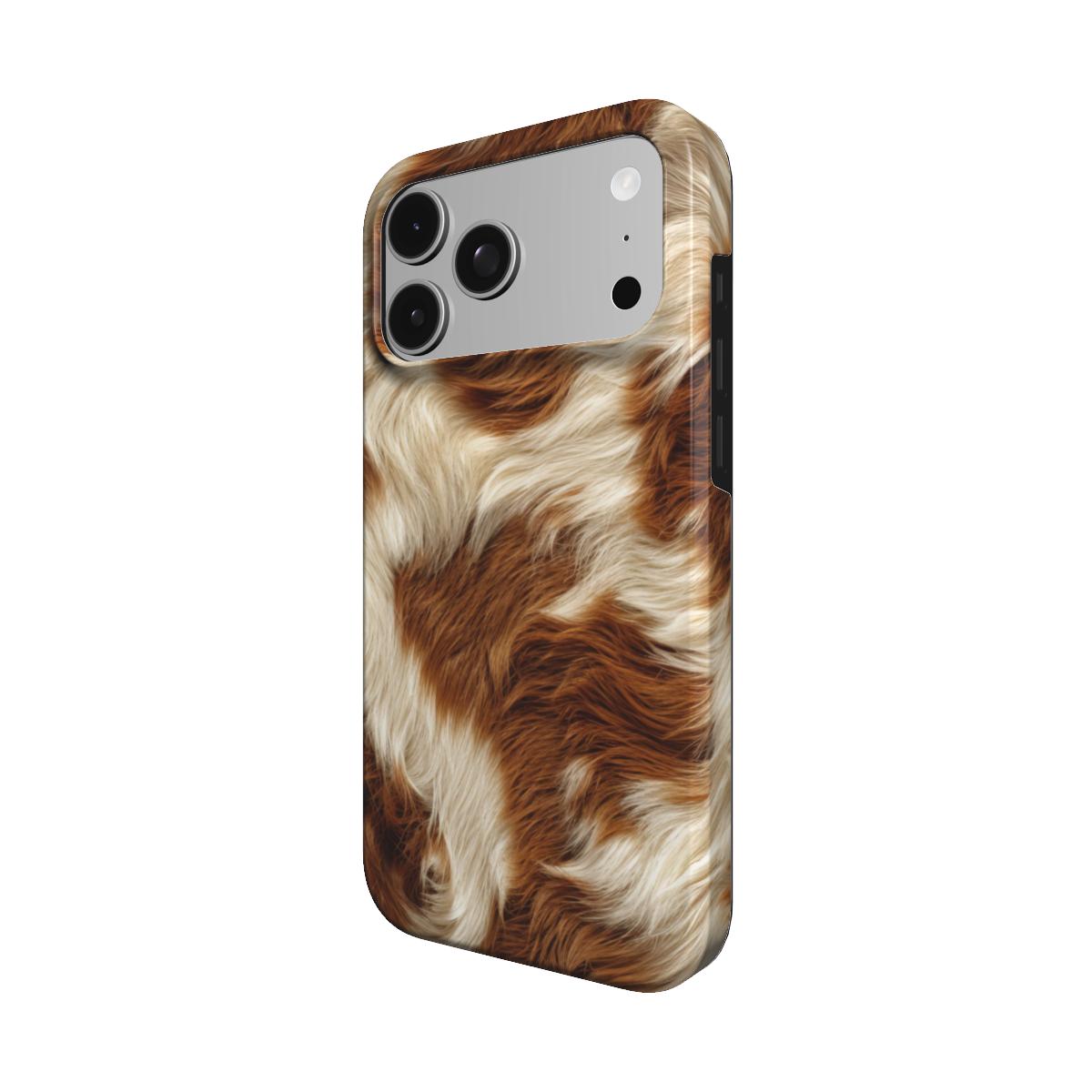 Chestnut Cowhide phone case – MagSafe iPhone case, detail view