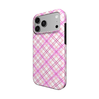 Rose Plaid phone case – MagSafe iPhone case, detail view