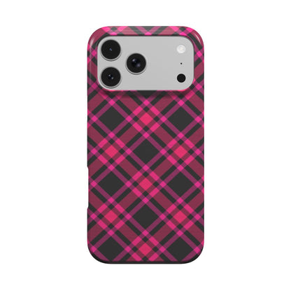 Hot Pink Tartan phone case – MagSafe iPhone case, front view
