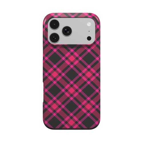 Hot Pink Tartan phone case – MagSafe iPhone case, front view