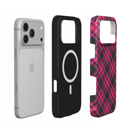 Hot Pink Tartan phone case – MagSafe iPhone case, second detail view