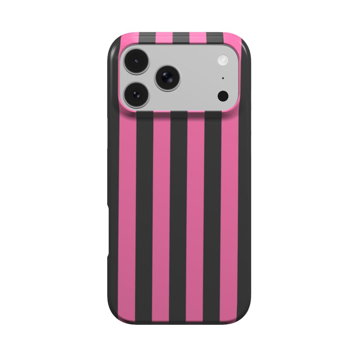 Pink & Black Stripe phone case – MagSafe iPhone case, front view