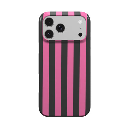 Pink & Black Stripe phone case – MagSafe iPhone case, front view