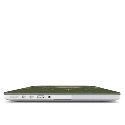 Moss Moon Phases MacBook case — hard-shell laptop cover, side view with ports