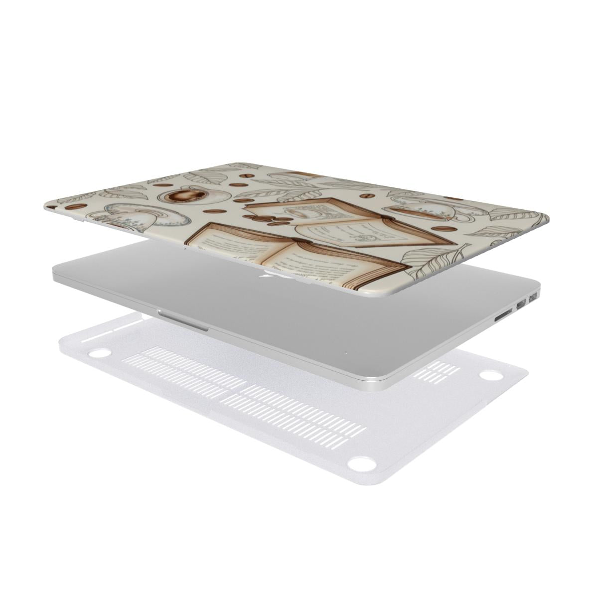 Books & Coffee MacBook case — hard-shell laptop cover, two-piece shell view