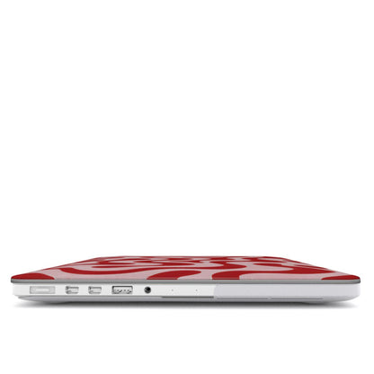 Retro Squiggle MacBook case — hard-shell laptop cover, side view with ports