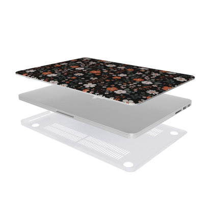 Dark Ditsy Floral MacBook case — hard-shell laptop cover, two-piece shell view