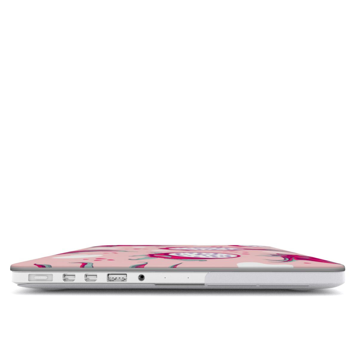 Dragonfruit MacBook case — hard-shell laptop cover, side view with ports